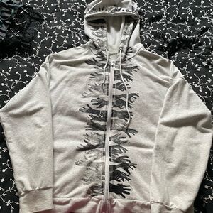 Hand printed XL grey men’s hoodie